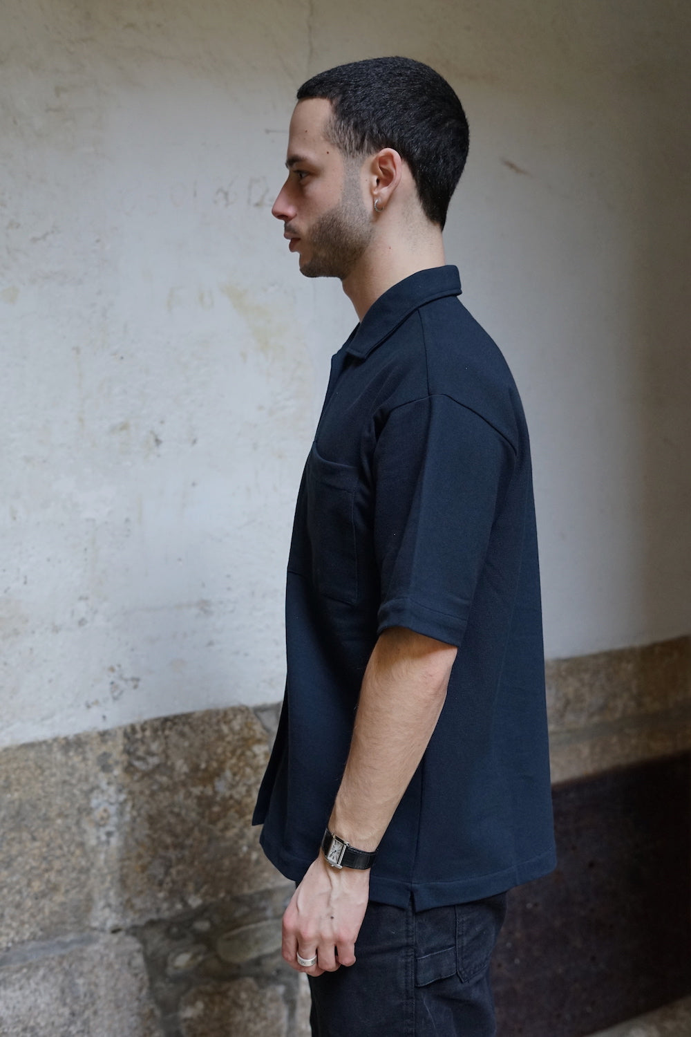 Arpenteur Wide Collar Shirt Navy