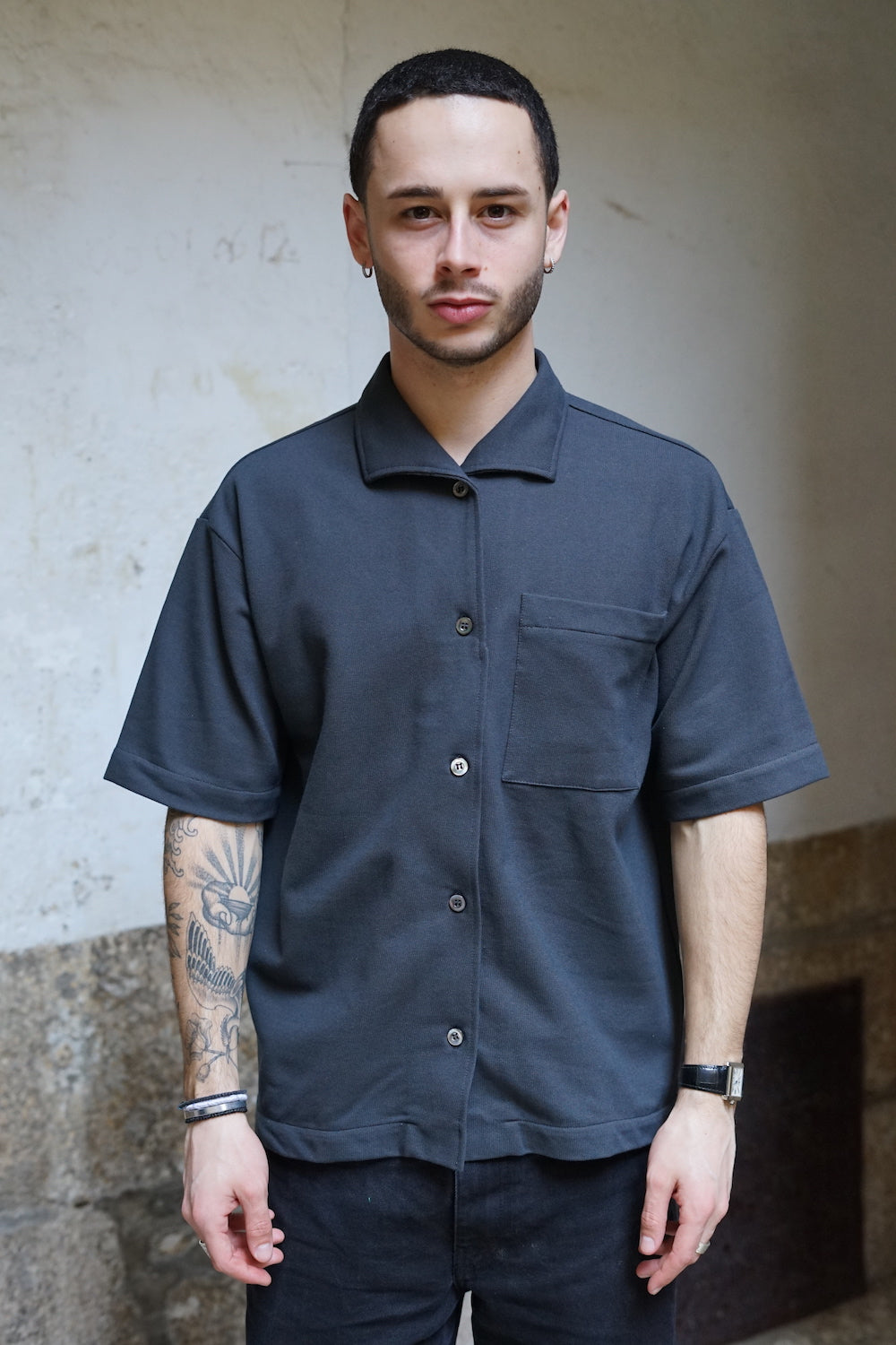 Arpenteur Wide Collar Shirt Charcoal