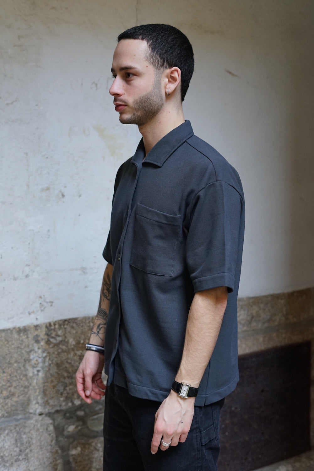 Arpenteur Wide Collar Shirt Charcoal