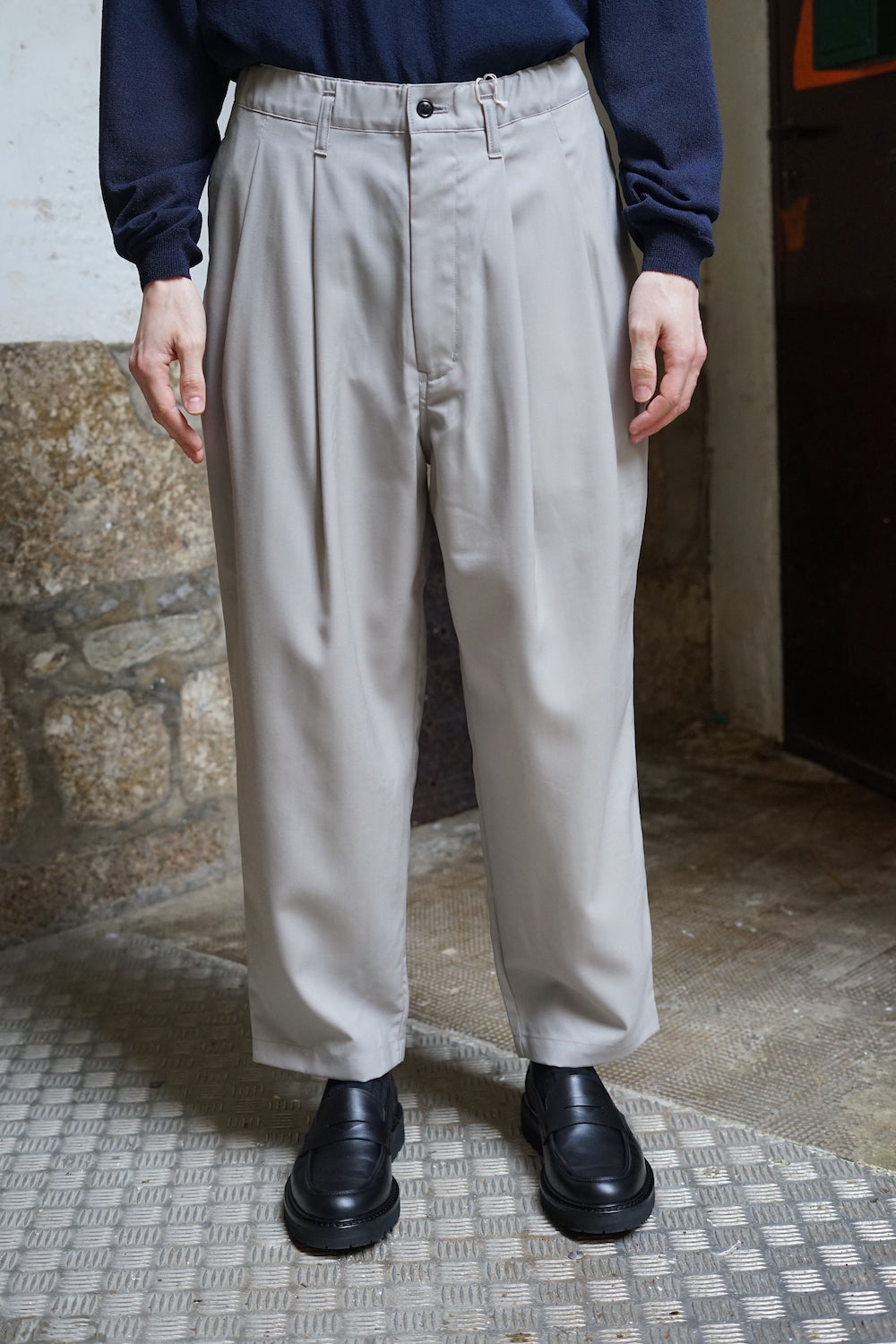 STILL BY HAND SUMMER WOOL WIDE PANTS TAUPE