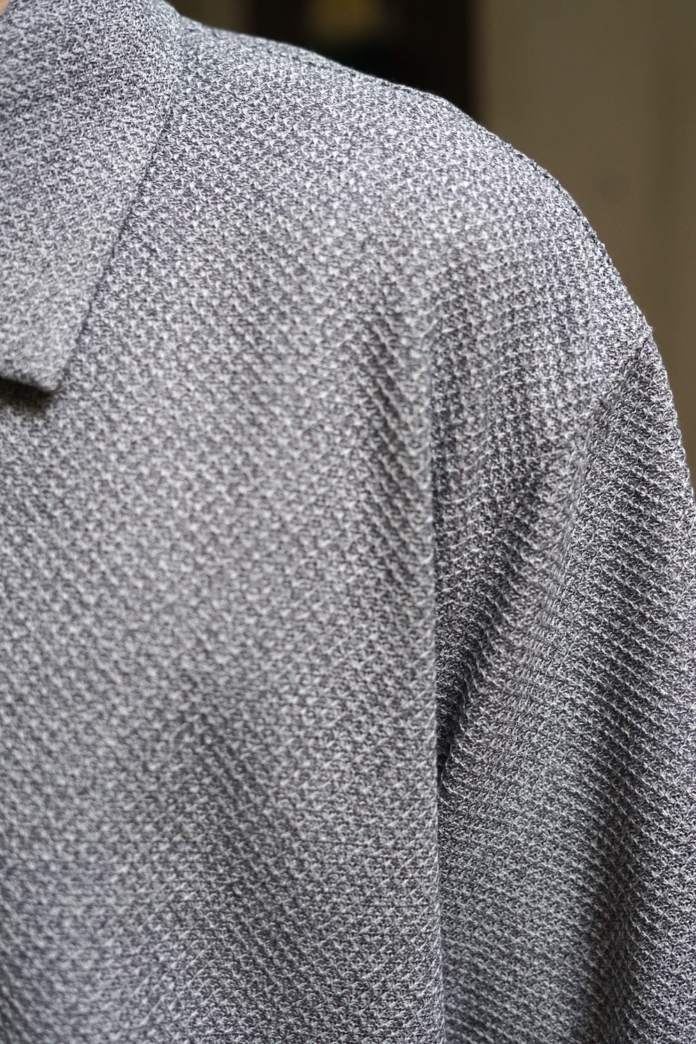 STILL BY HAND MOSS STITCH POLO MELANGE GREY