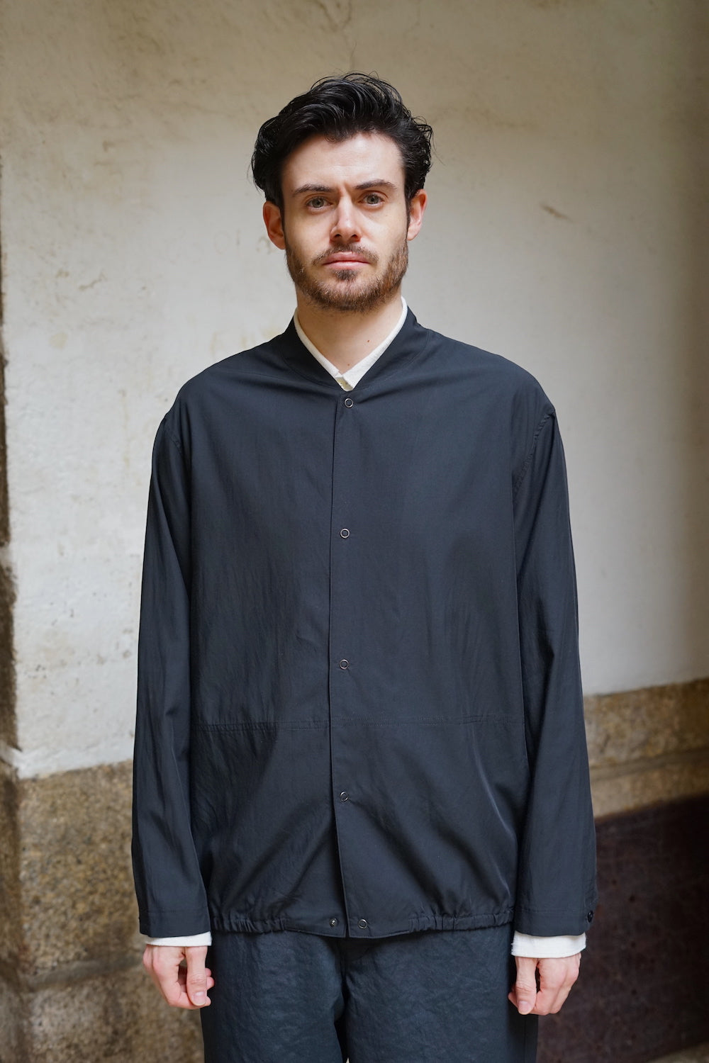 STILL BY HAND CUPRO MIXED BLOUSON BLACK