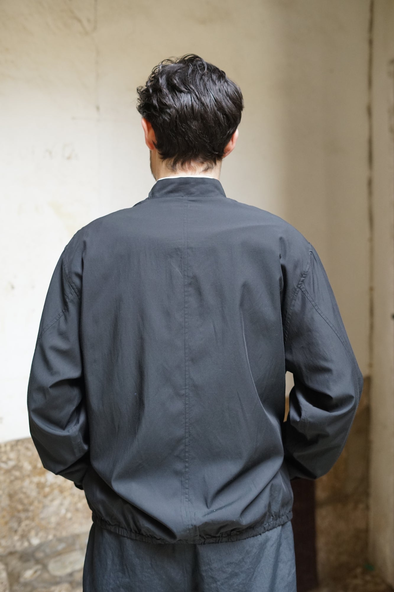 STILL BY HAND CUPRO MIXED BLOUSON BLACK