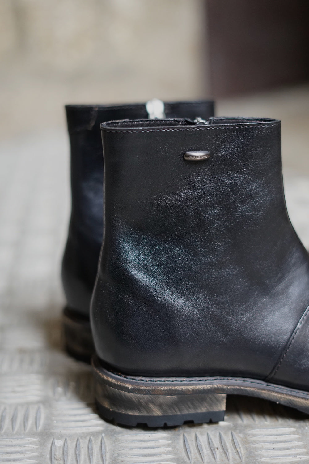 OUR LEGACY ENGINE BOOT DEEP BLACK LEATHER