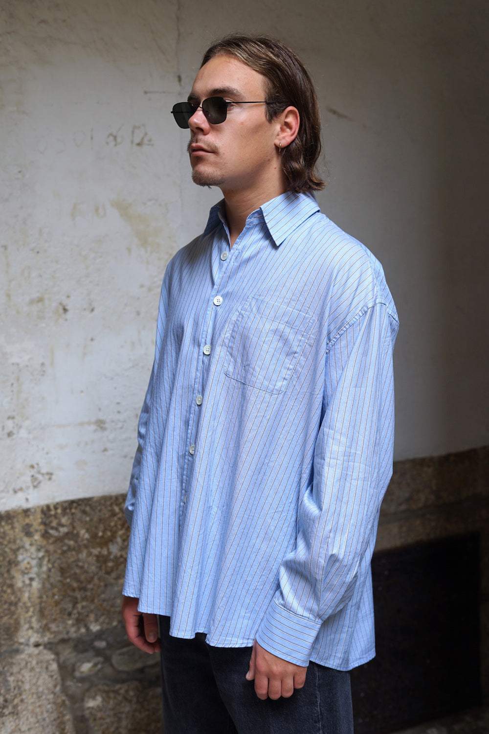 OUR LEGACY BORROWED SHIRT BIG DADDY STRIPE OXFORD