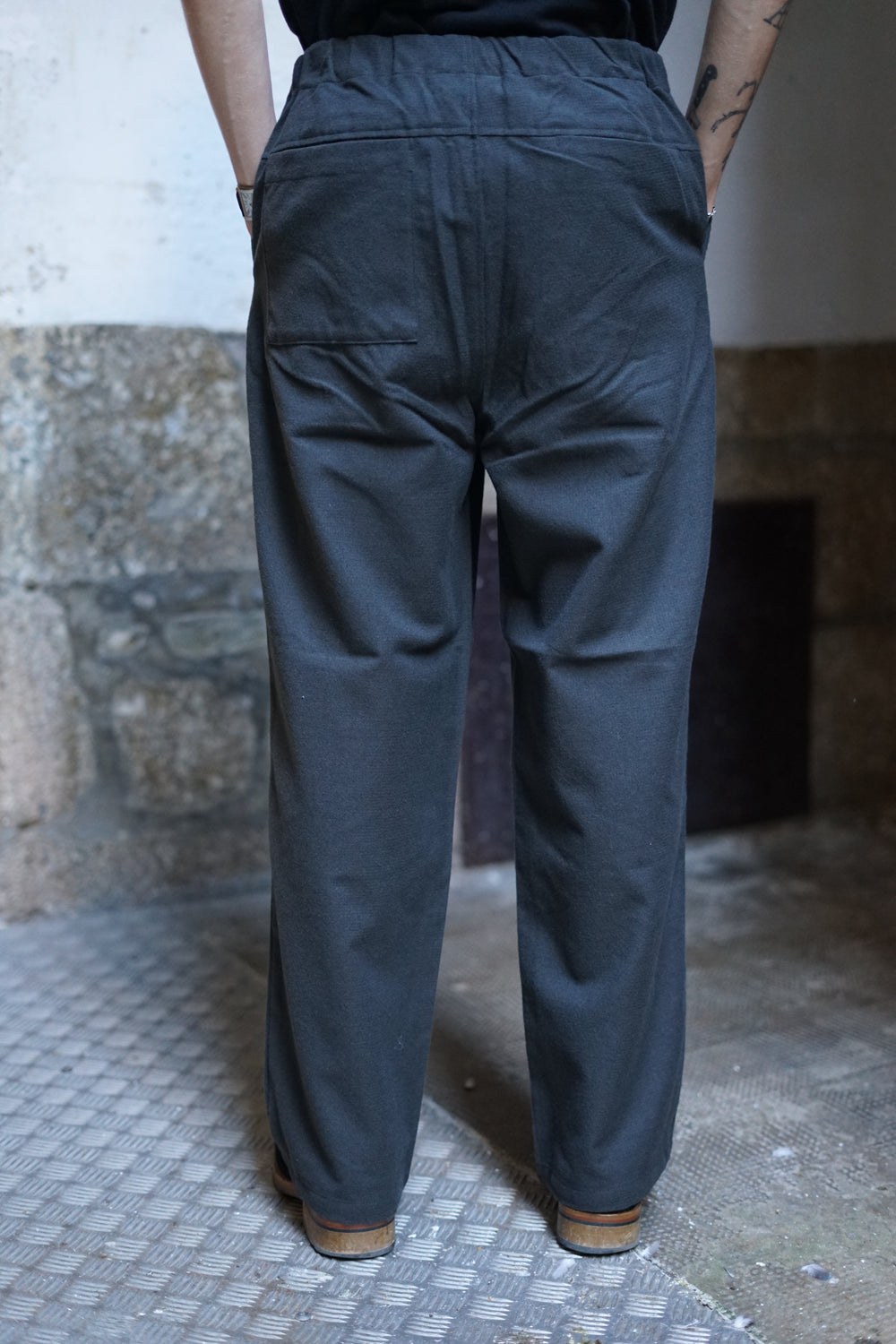 STILL BY HAND WOOL MIX EASY PANTS CHARCOAL