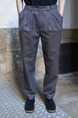 STILL BY HAND RELAXED WOOL PANTS DUSTY BROWN