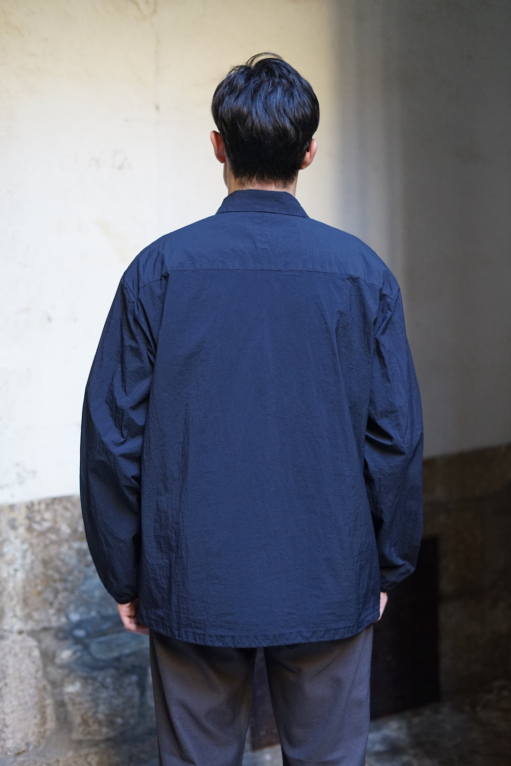 STILL BY HAND GARMENT DYE SHIRT JACKET BLACK NAVY