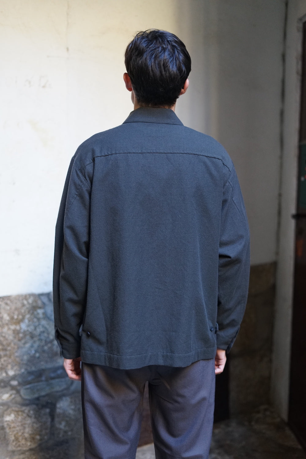 STILL BY HAND WOOL MIX SHIRT JACKET CHARCOAL