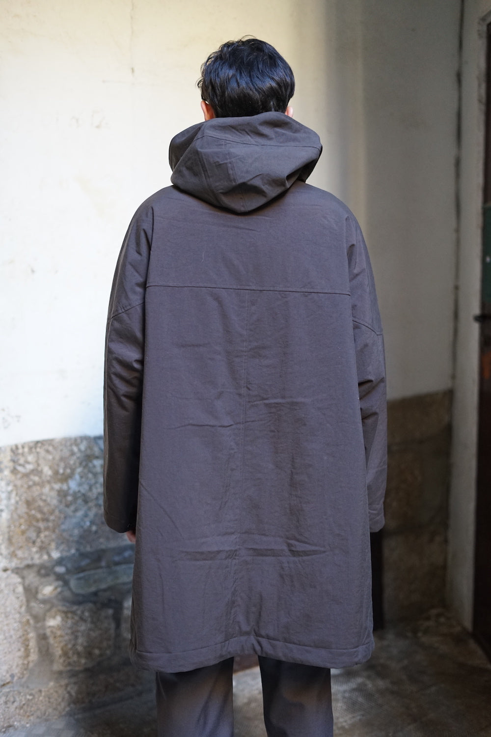 STILL BY HAND NYLON OX HOODED PARKA BROWN