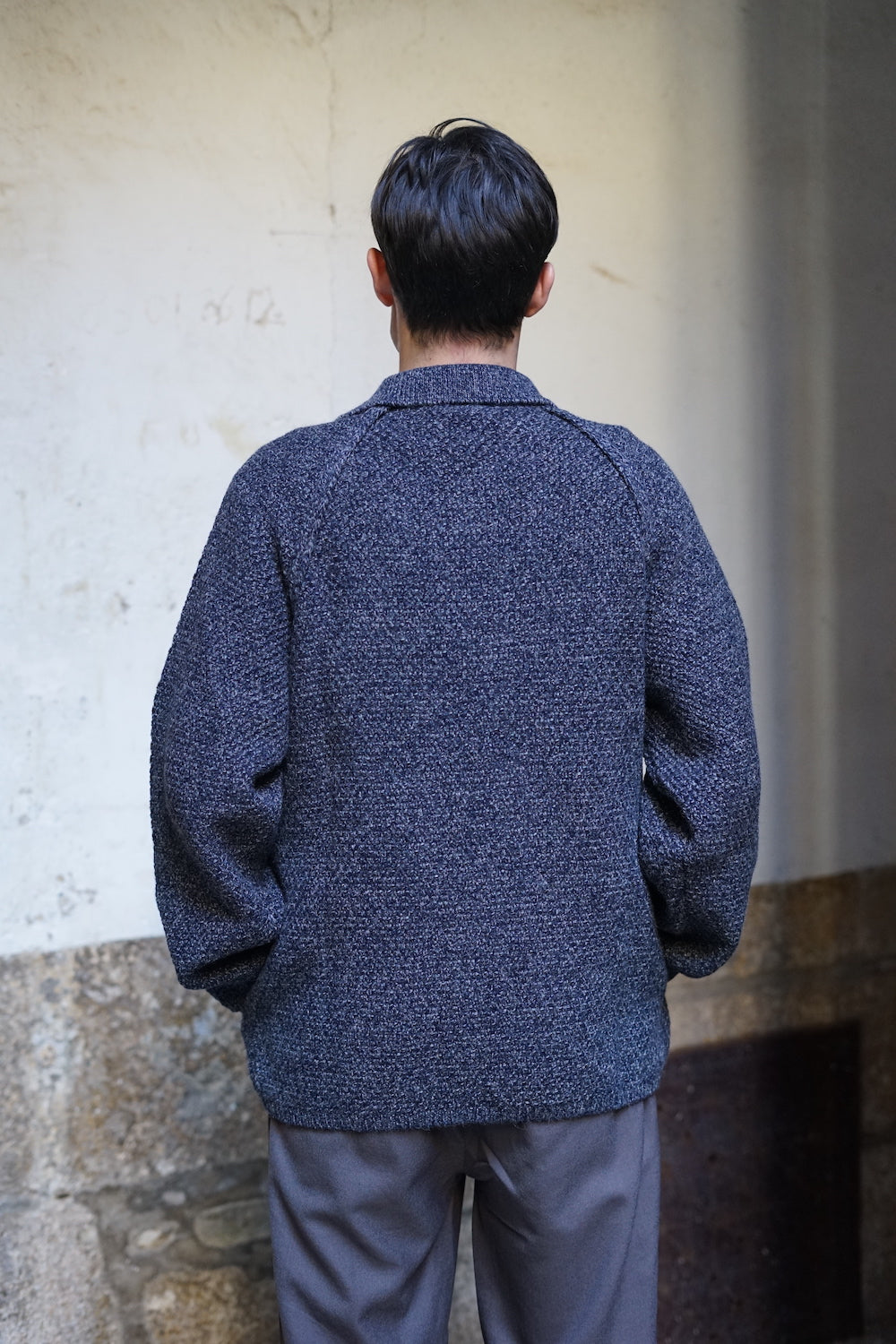 STILL BY HAND 5G KNITTED BLOUSON MELANGE NAVY