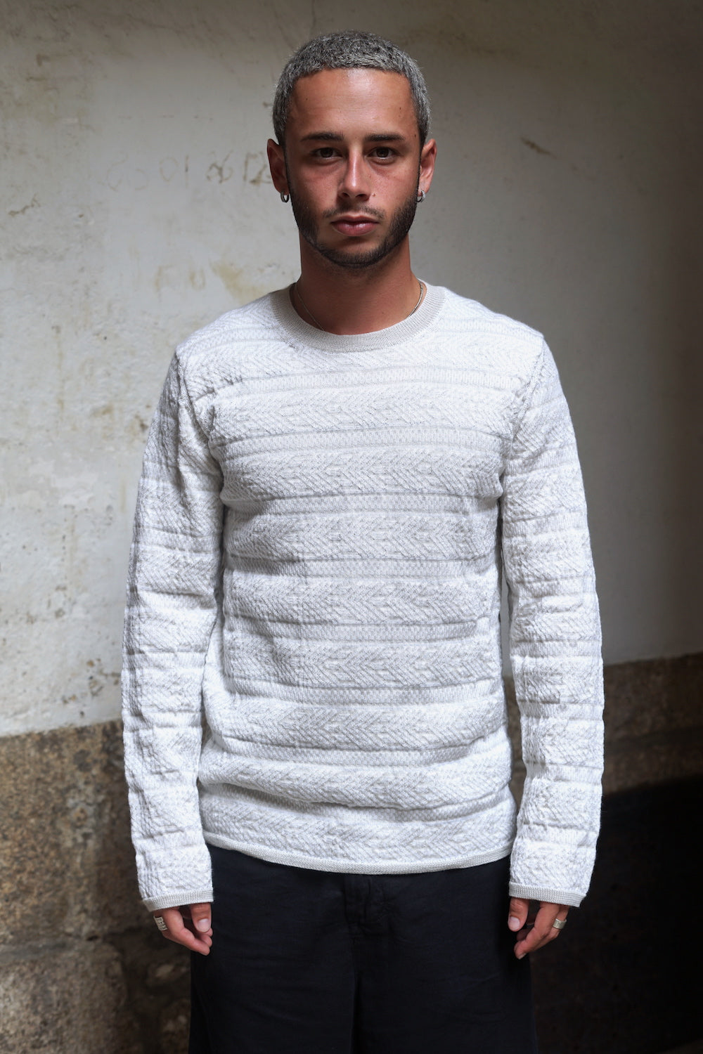 White Textured Sweater
