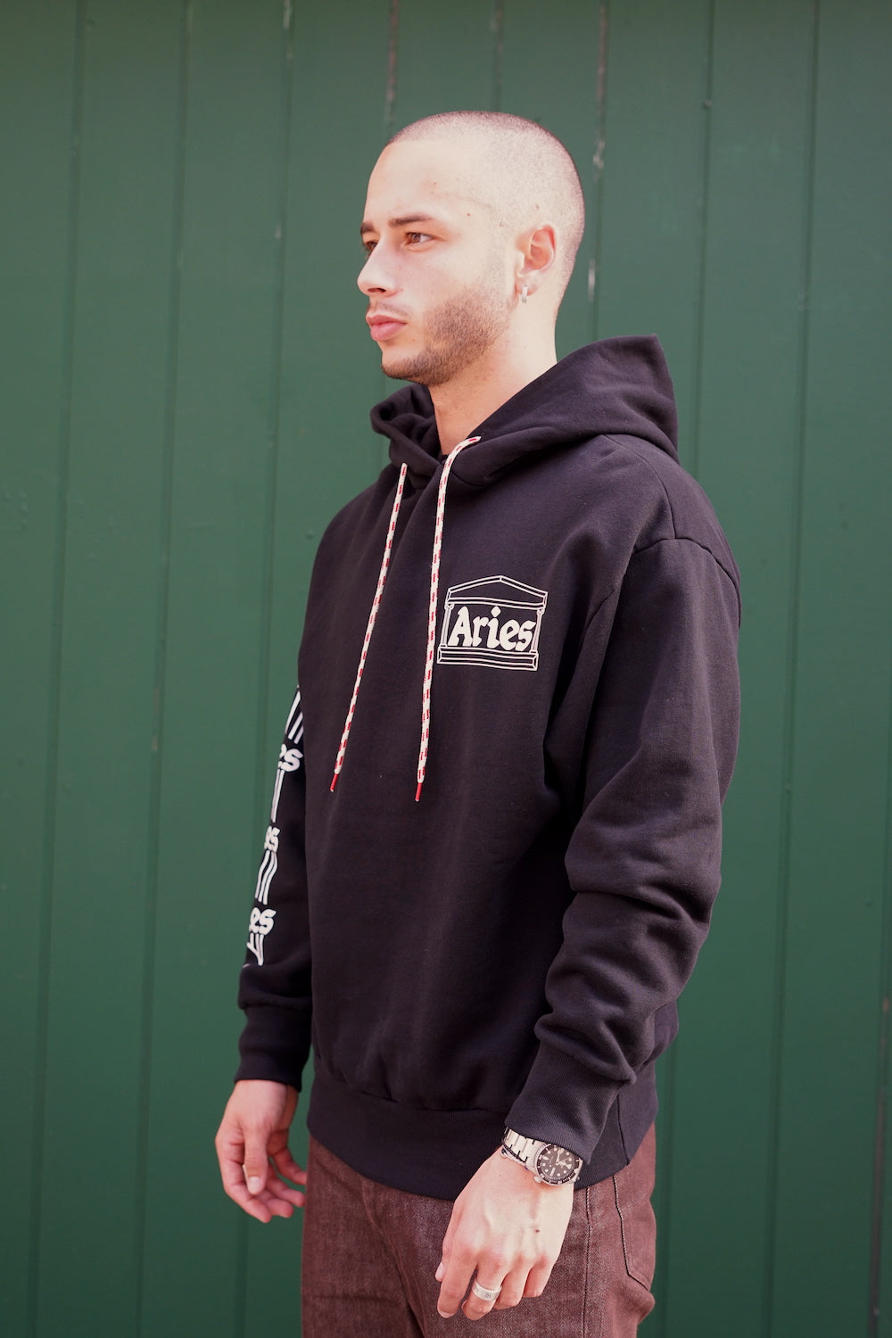 ARIES Column Hoodie Black