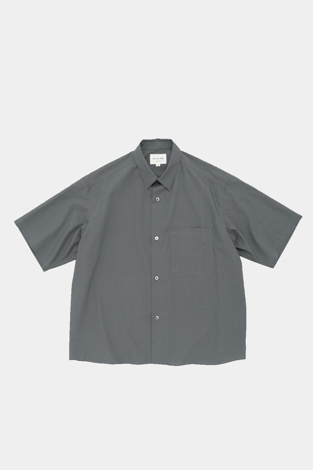 Still By Hand - Half sleeve cotton shirt grey