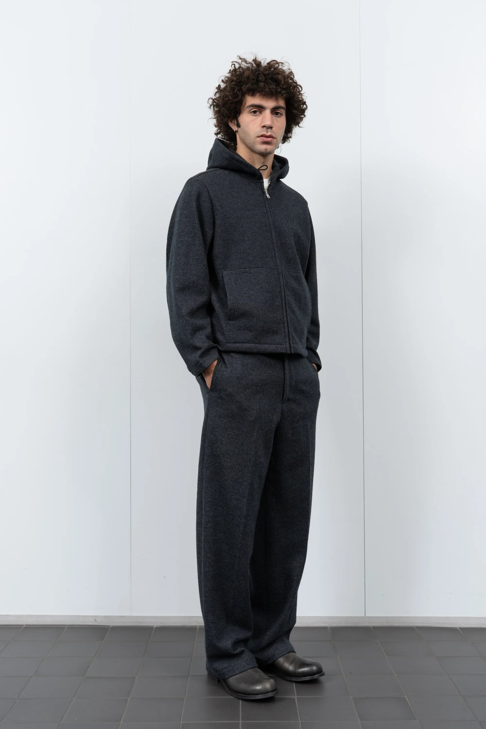 Lady White Co. WOOL ZIP HOODIE - CHARCOAL