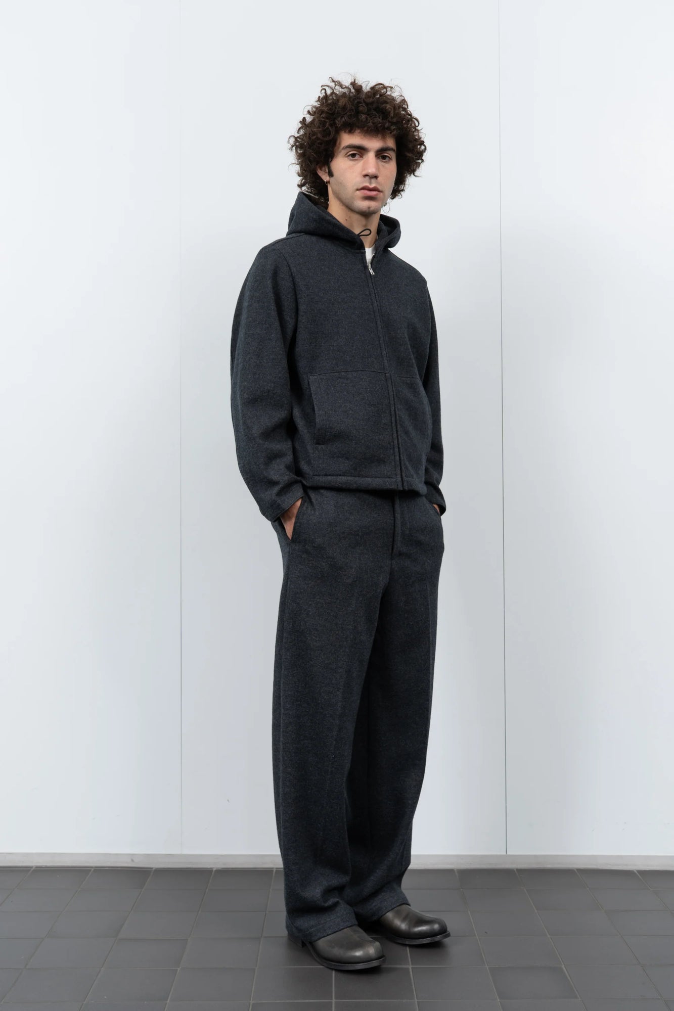 Lady White Co. WOOL ZIP HOODIE - CHARCOAL