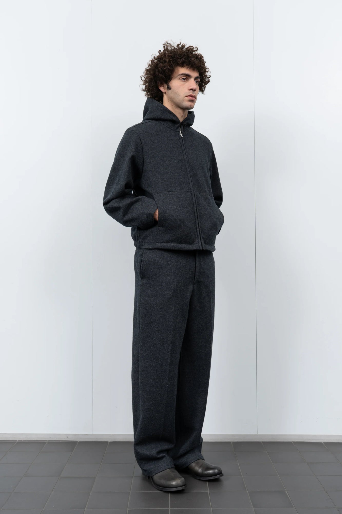 Lady White Co. WOOL ZIP HOODIE - CHARCOAL