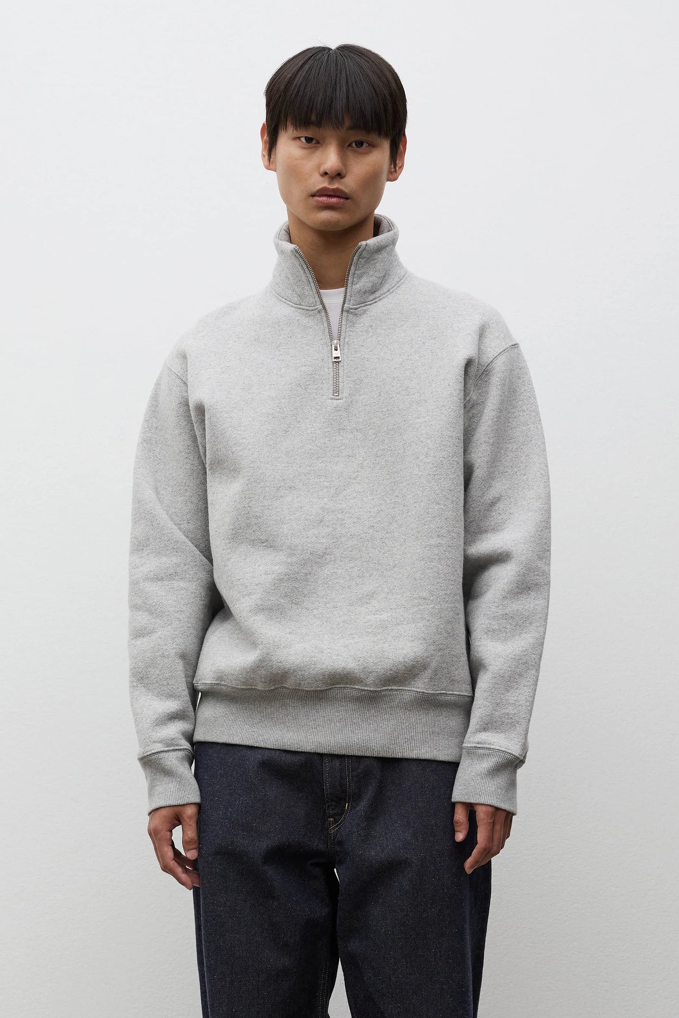 Norse Projects Flossli Relaxed Cotton Wool Half Zip Grey