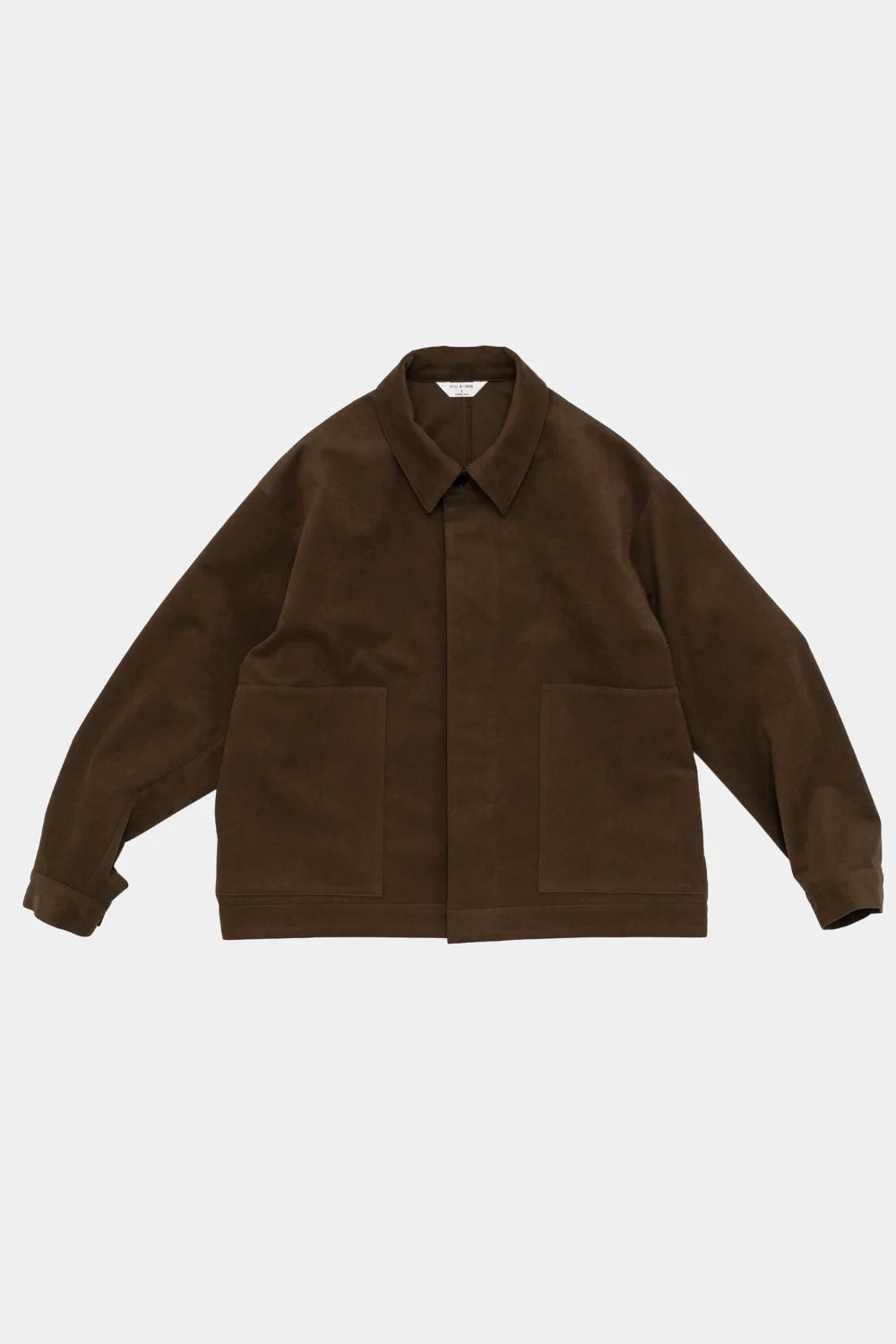 Still By Hand Synthetic leather short blouson brown