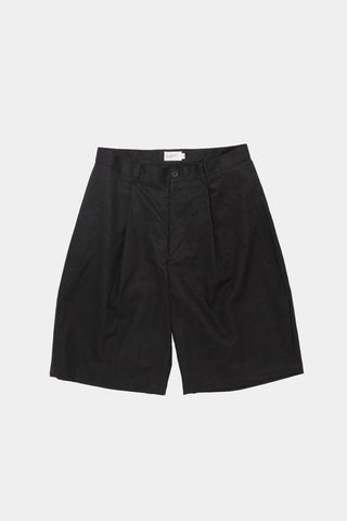 Still By Hand Linen mixed wide shorts black