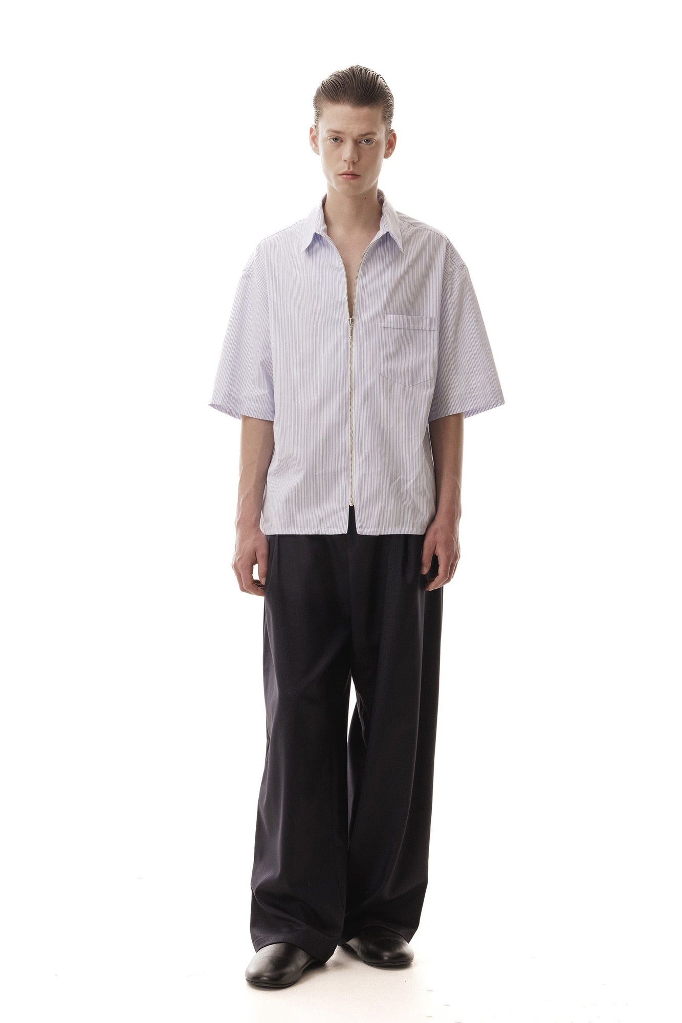 LC 23 Zip Stripes Shirt Pale Blue