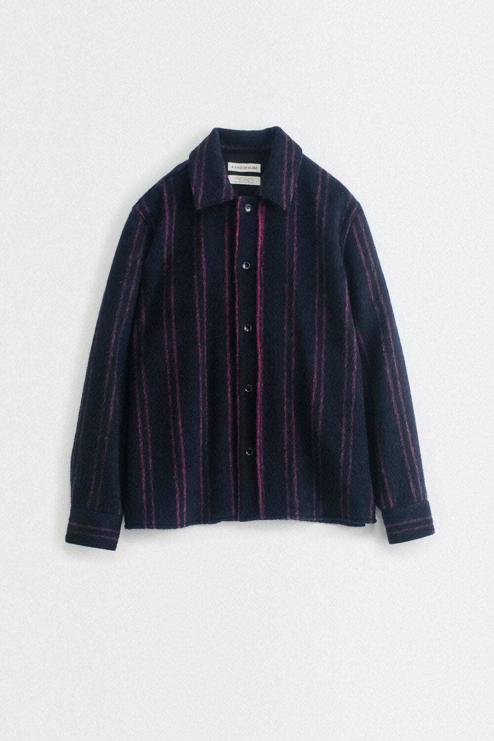 A KIND OF GUISE CULLU OVERSHIRT NAVY STRIPES