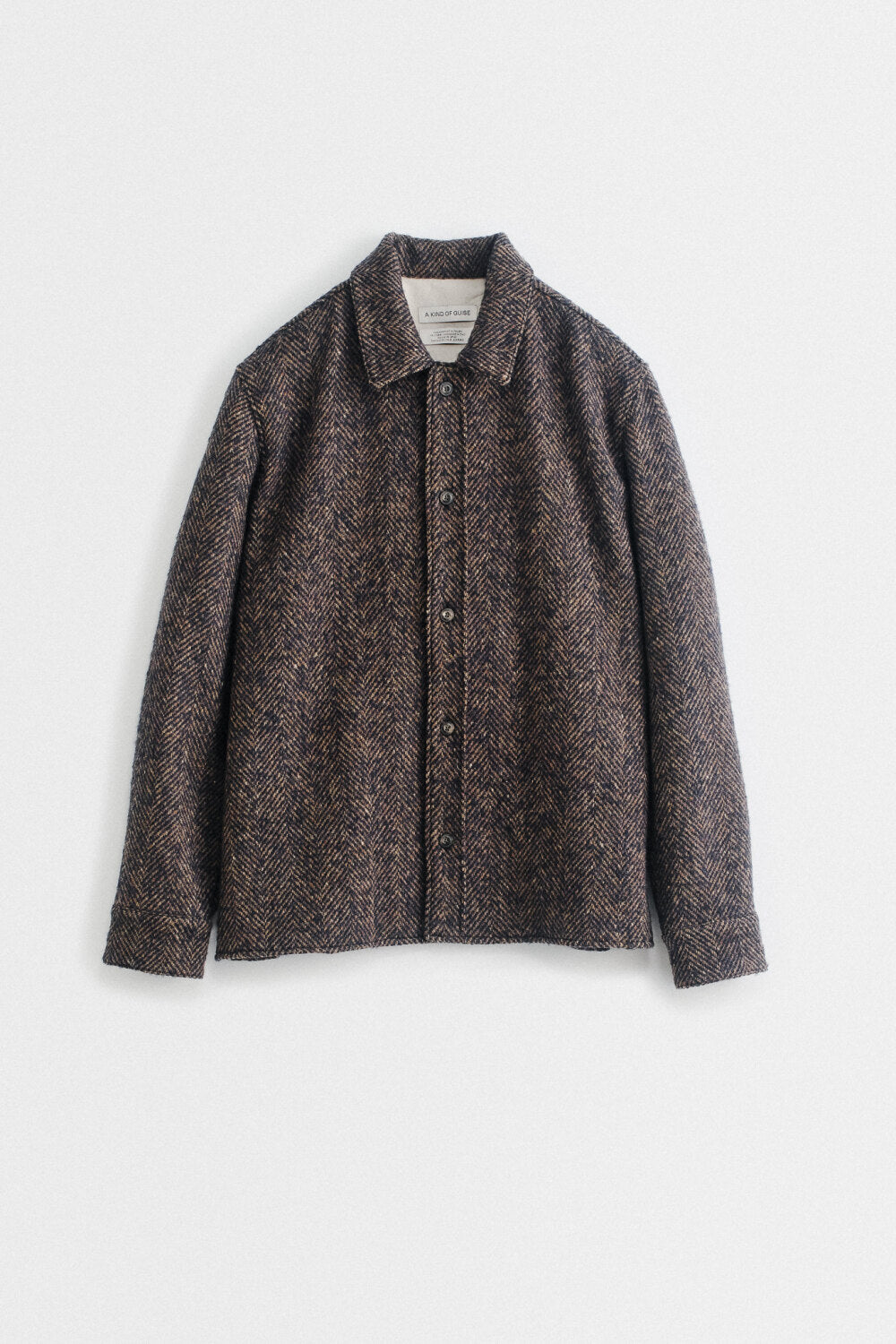 A KIND OF GUISE CULLU OVERSHIRT OPAL HERRINGBONE